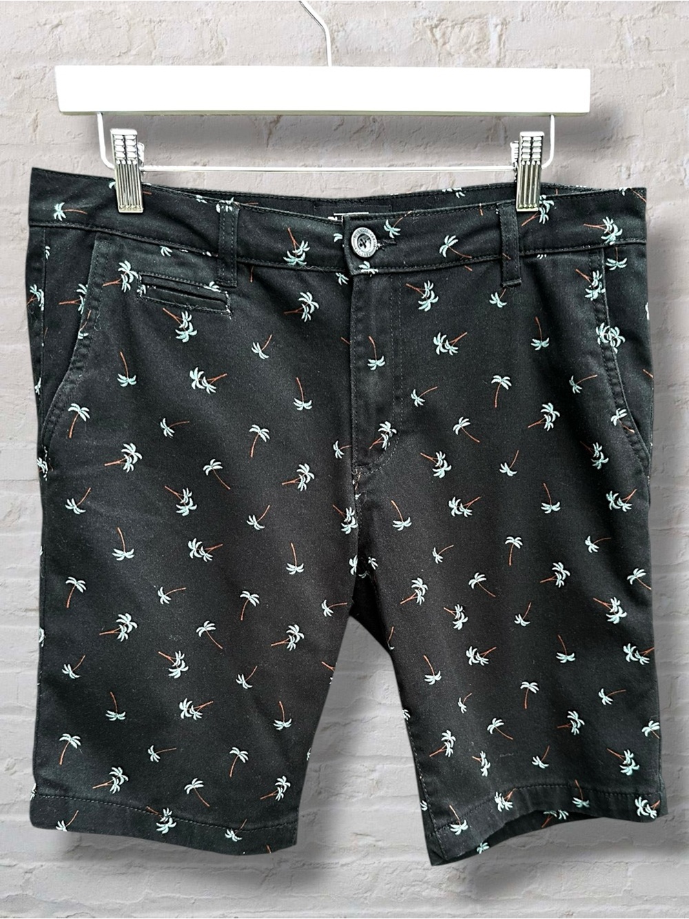 Bluenotes Palm Tree Chino Shorts Black Flat Front Men’s 30